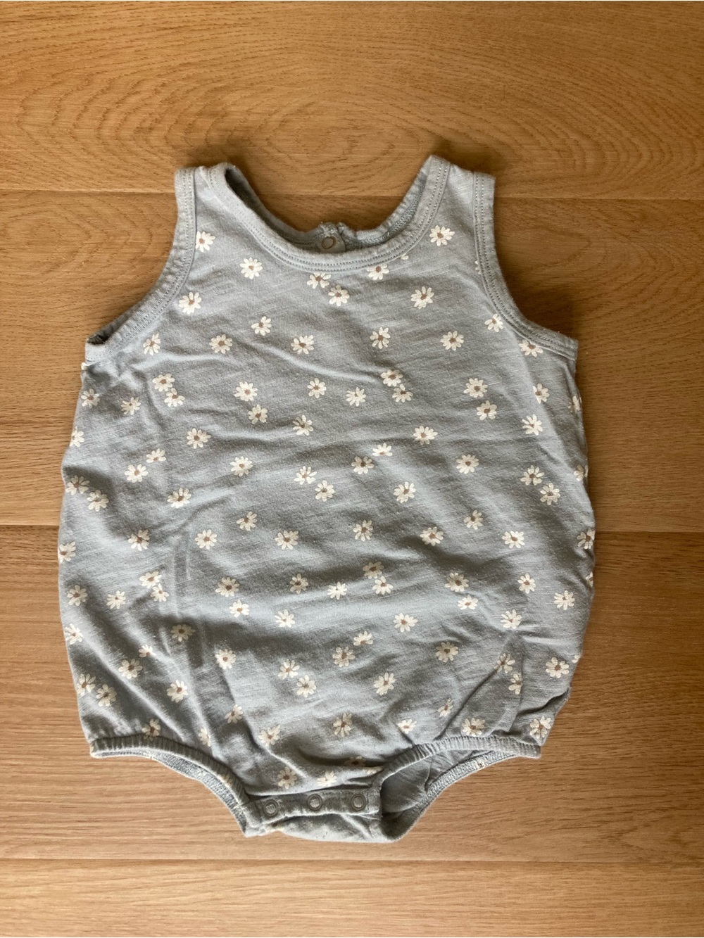 Rylee + Cru Dusty Blue Daisy Sleeveless Onesie Romper